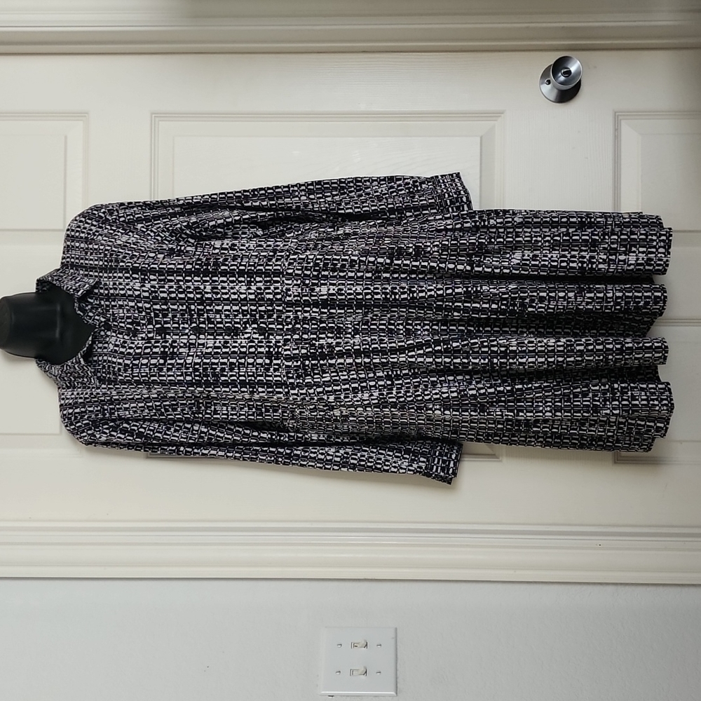 Calvin Klein Pleated Cinched Waist Button Front Dress